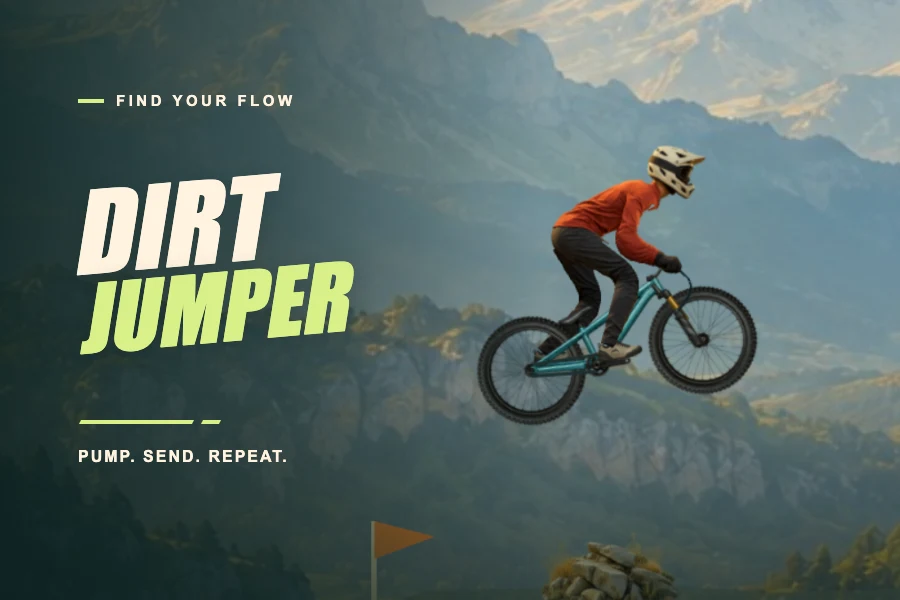 Dirt Jumper gameplay: a mountain biker airborne above the trail